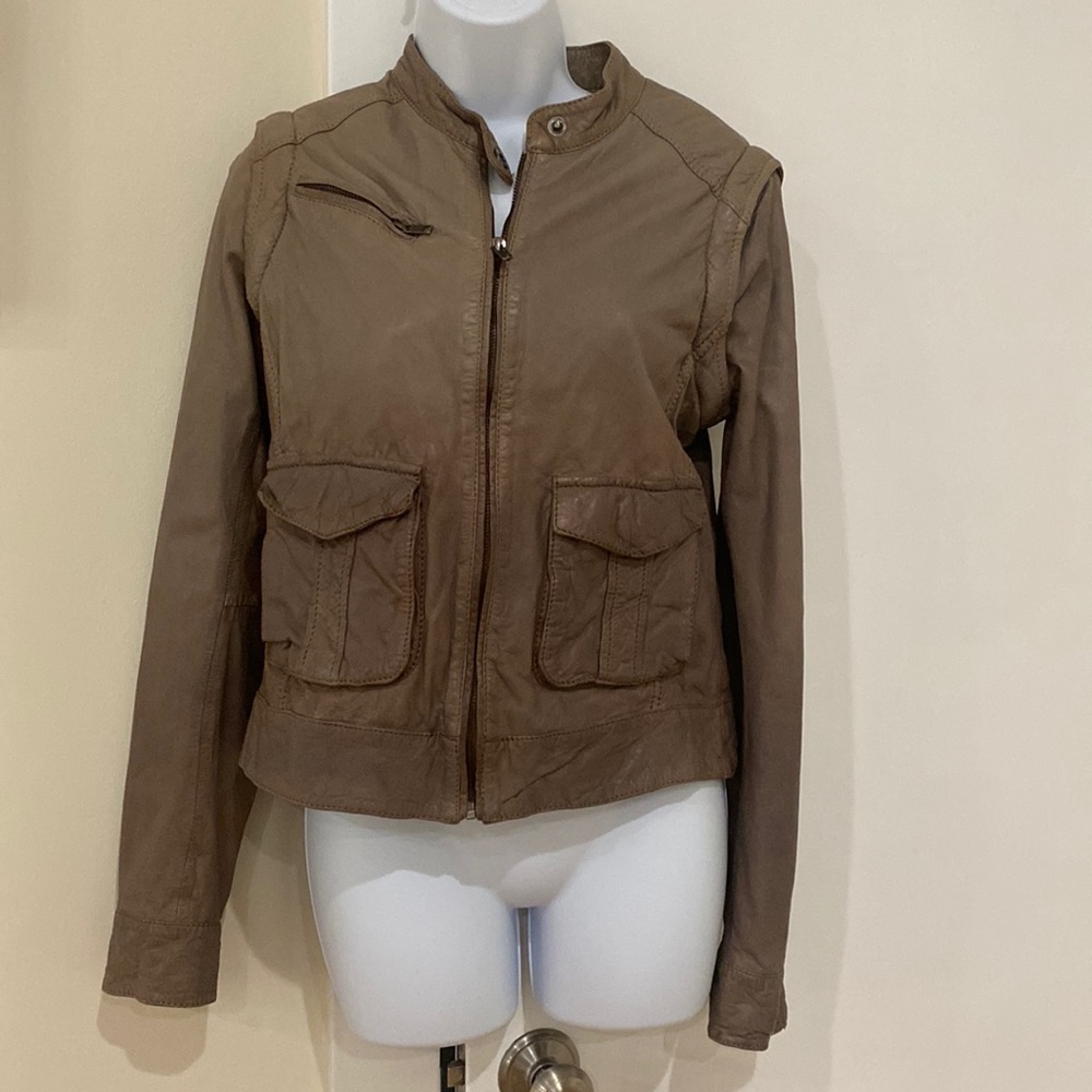 Genuine brown Italian leather jacket size medium